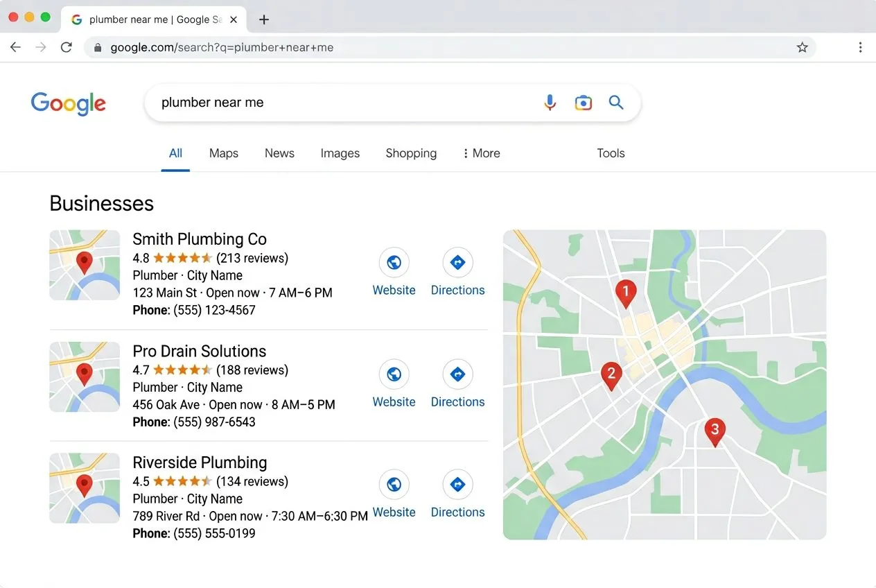 Service business ranking in the Google Maps local 3-pack